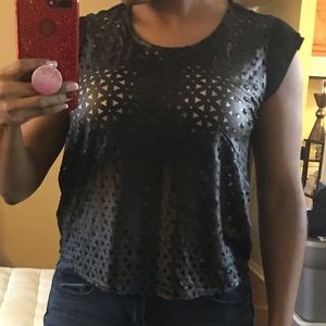 Laser cut out front with sheer back top